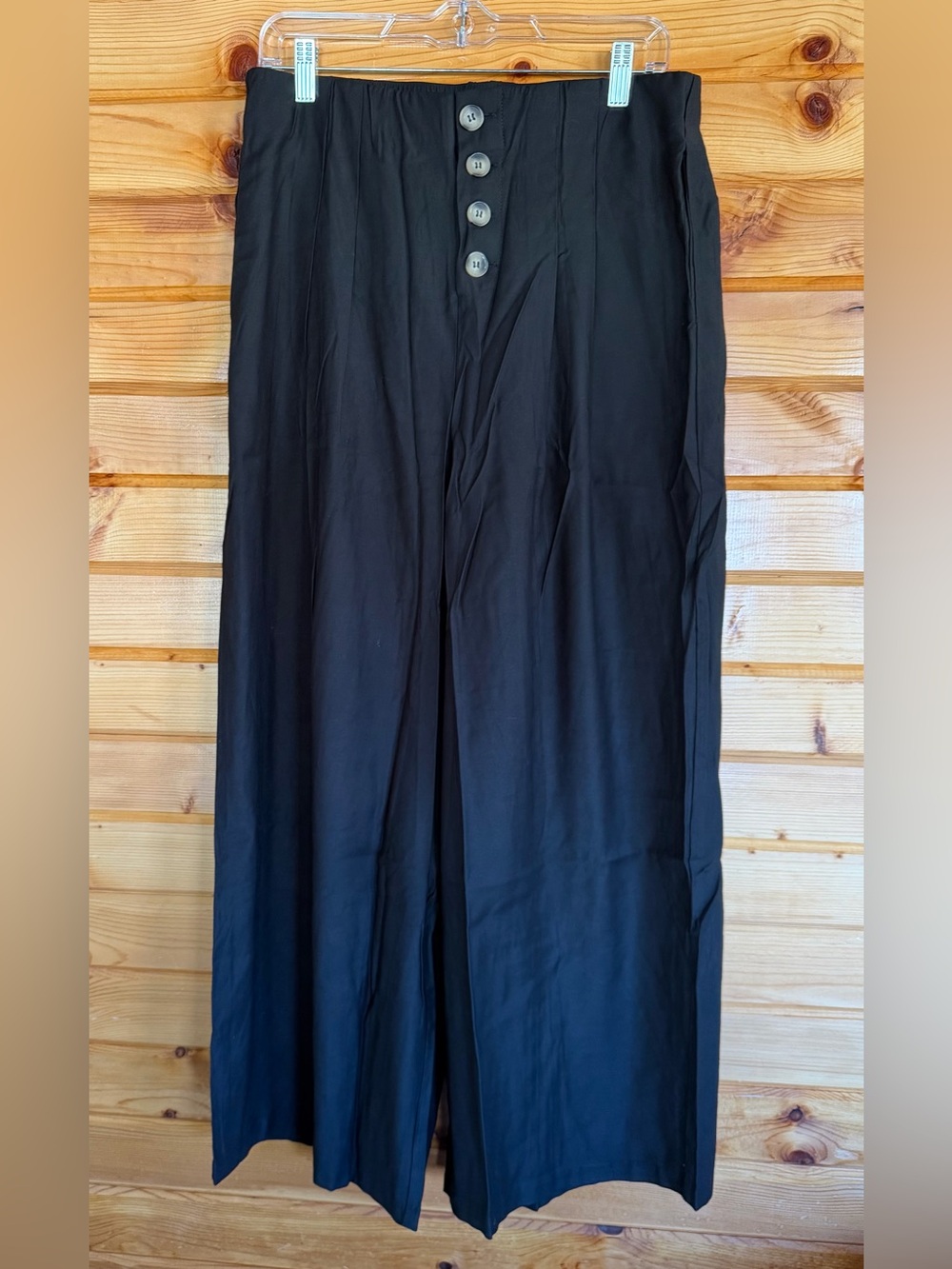 orange creek Black High Waist Wide-Leg Button-Front Pants NWT